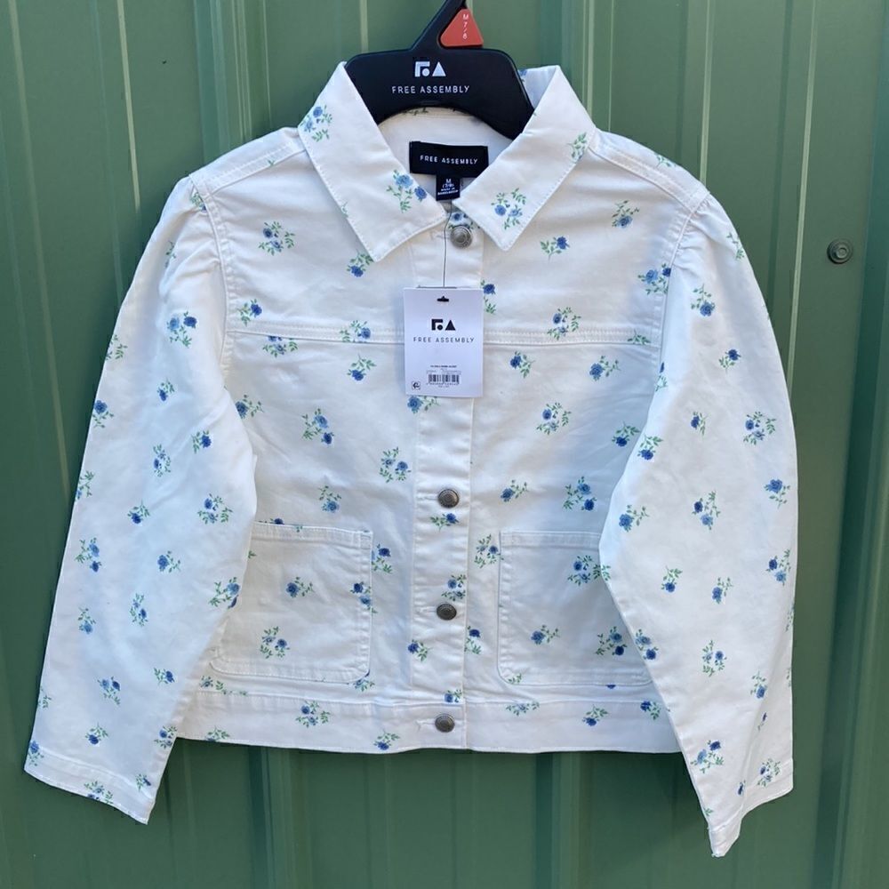 Girls Floral Print Snap Down Barn Jacket Shirt Top Size M 7/8